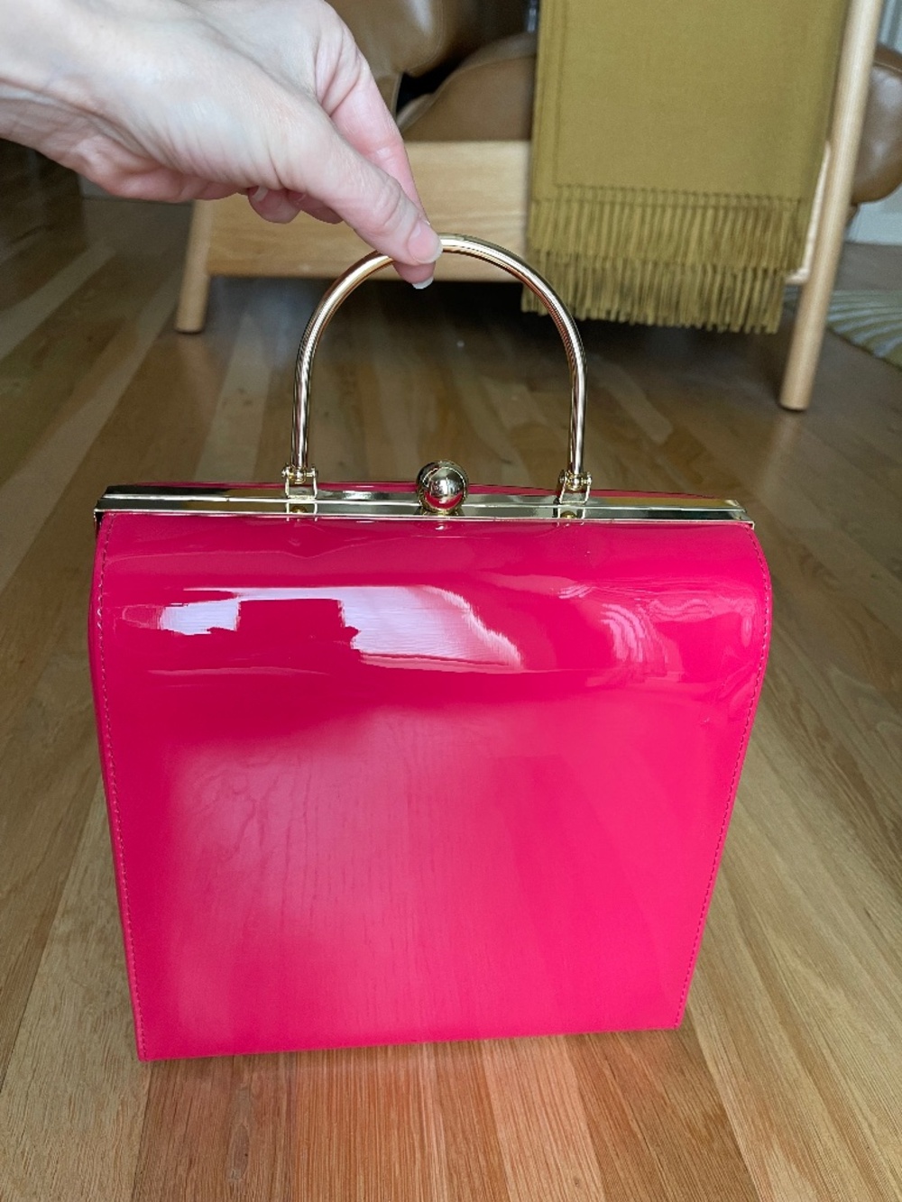 NWT, Therapy London Pink Patent Hard Case/Bag, Gold Hardware